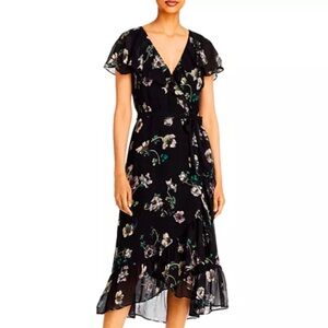 Paige Palisades Floral Print Silk Midi Dress